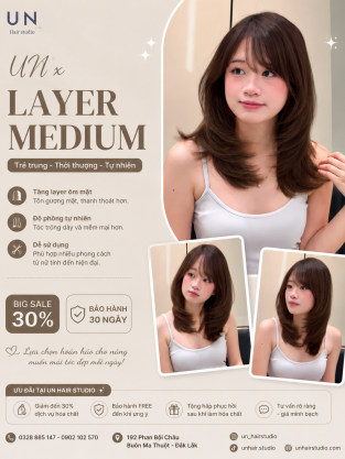 UN × LAYER MEDIUM – Kiểu tóc trẻ trung, thời thượng và nữ tính