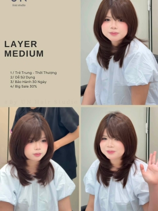 Layer Medium – Kiểu tóc trẻ trung, thời thượng và nữ tính được yêu thích tại UN Hair Studio