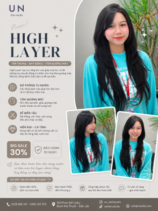 UN Hair × Layer Tầng Cao – Kiểu tóc trẻ trung, bay bổng và tôn dáng tóc