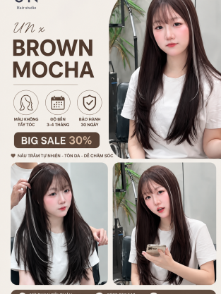 Nâu Mocha – Màu tóc trầm ấm, tinh tế và dễ tôn da tại UN Hair Studio