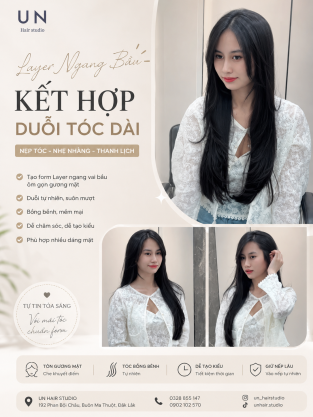 Layer Ngang Bầu Kết Hợp Duỗi Tóc Dài – Kiểu Tóc Thanh Lịch, Tôn Dáng Mặt Tại UN Hair Studio