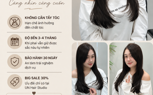Nâu Trà Trầm – Màu tóc trầm lạnh thanh lịch, càng nhìn càng cuốn tại UN Hair Studio