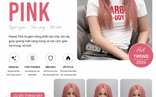 PASTEL PINK – Xu Hướng Màu Tóc Hot 2026 Dành Cho Nàng Yêu Phong Cách Ngọt Ngào Tại UN Hair Studio