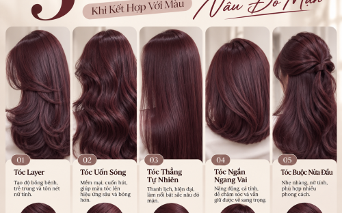 5 Kiểu Tóc Đẹp Khi Kết Hợp Với Màu Nâu Đỏ Mận