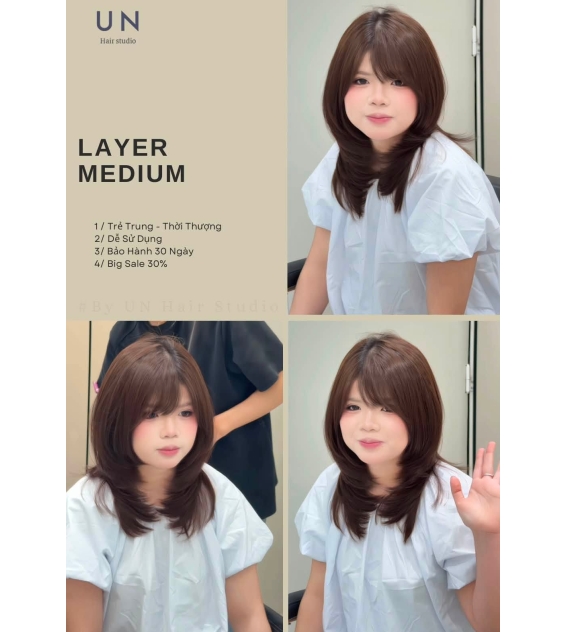 Layer Medium – Kiểu tóc trẻ trung, thời thượng và nữ tính được yêu thích tại UN Hair Studio
