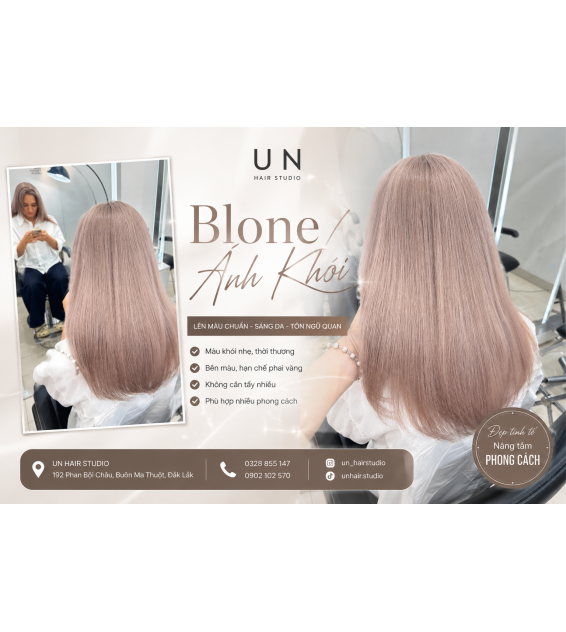 Blone Ánh Khói – Màu tóc siêu hot tại UN Hair Studio