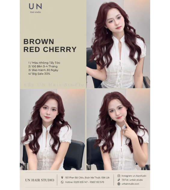 NÂU ĐỎ CHERRY KẾT HỢP UỐN – SẮC TÓC QUYẾN RŨ, SANG TRỌNG VÀ NỮ TÍNH NĂM 2026