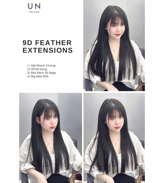 Nối Tóc Lông Vũ 9D Feather Ex Tensions kèm dịch vụ duỗi hơi nước